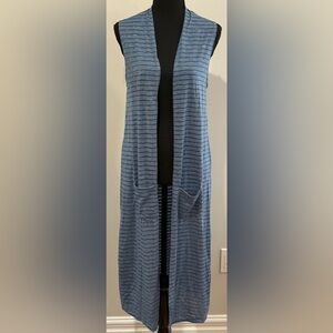 New Agnes&Dora S/XS “Vest Duster” Striped Blue Sleeveless Cardigan 691